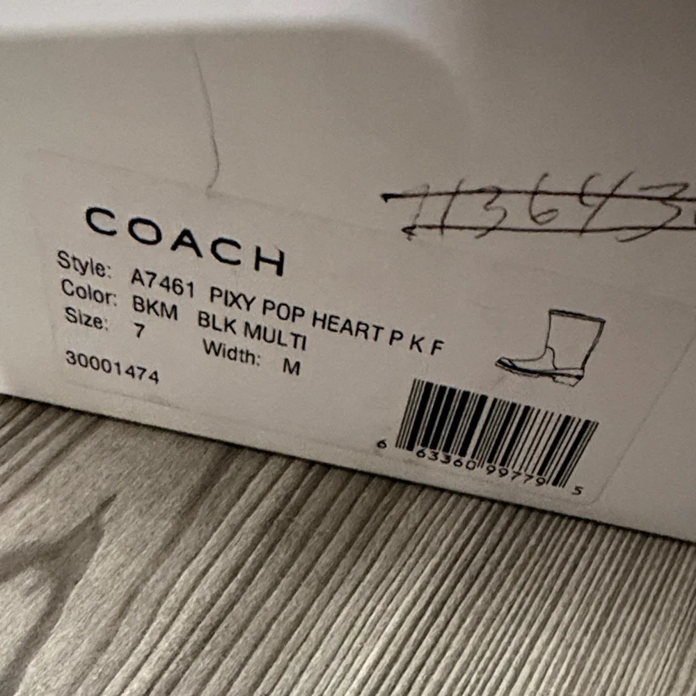 Coach Pixy Pop Black Heart Graphic Print Rain Boots Size 7